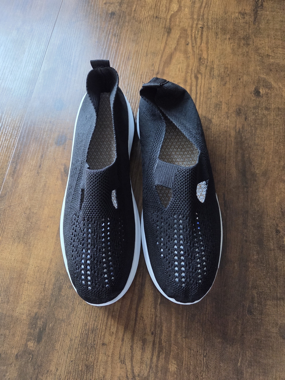 Womens Slip-On Knit Walking Shoes - Black UK Size 43 US 11.5 - Picture 3 of 6